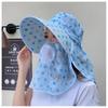 Nuevo Sombrero de Sol de Verano para Mujer Sombrero de Protección Solar Ala Grande Cubierta Facial para Bicicleta Anti-ultravioleta Sombrero para Recolectar Té Sombrero de Sol Estampado