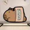 Tapete de Piso para Baño de Capibara, Dibujo Animado de Hamburguesa y Cola, Tapete Absorbente para Pies, Tapete Antideslizante para Baño, Tapete para Puerta de Entrada