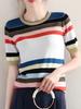 Ropa Única y de Alta Calidad / Calidad de Tienda, Exclusivos Tops Camisetas de Rayas Slim-Fit de Seda y Tencel de Gama Alta