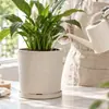 Maceta de plástico con plato, diseño simple y creativo, aspecto de cerámica, engrosada, maceta de resina de gran tamaño, adecuada para orquídeas