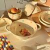 Vajilla de mesa para una persona estilo crema, color bajo cubierta, tazón particularmente hermoso, juego de plato de cerámica, plato para el hogar, tazón para comer