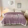 Manta de tafetán y forro polar de color liso para comercio exterior hecha a medida, manta gruesa de doble capa con jacquard, manta tipo throw de franela de borrego