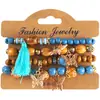 Aliexpress Joyería de Mano Nueva Europea y Americana Pulsera de Disco de Cuentas con Borla de Turquesa Personalizada de Moda para Mujer Juego de Cuatro Piezas