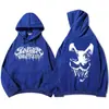 Moletom com Capuz e Logo Estilo Abatedouro Manga Longa de Inverno Lã com Capuz Banda Espírito Pesado Masculino