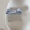 Pente Clip com Laço de Bolinhas Estilo Coreano para Mulheres, Grampo para Volume na Parte Superior da Testa, Pente para Franja Lateral, Pente Reverso