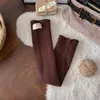Meias femininas finas listradas de outono e inverno, aquecedores de perna de malha versáteis estilo japonês com etiqueta de tecido