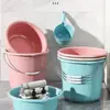 Cubos de agua de plástico grandes y pequeños cubos de agua de mano domésticos rojos con tapa lavado de autos trapeado de ropa piso resistente a caídas para transportar agua no rompibles