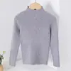 2026 Nuevo Suéter de Punto Canalé Ajustado de Color Sólido para Niñas, Cuello Semi Alto Elástico, Ropa Interior de Otoño/Invierno para Niños Medianos a Mayores