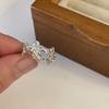 Anillo Floral Dulce para Mujer con Pétalos de Circonita Brillante Microincrustada, Nuevo Anillo Abierto Ajustable, Anillo de Dedo Índice de Nicho de Moda