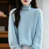 Suéter de Punto de Mezcla de Lana Cachemira Nuevo Otoño/Invierno 2025 Cuello Holgado Manga Larga para Mujer Color Sólido Base Cepillada Camisa Top