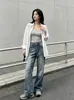 Jeans acampanados desgastados estilo retro americano con bigotes de gato, nueva colección de otoño, alargan las piernas, versátiles, corte ajustado, pantalones casuales de longitud hasta el suelo