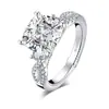Envío Gratis [Anillo de Liquidación] Plata de Ley S925 Lujo Accesible Gama Alta Anillo de Zirconia Moissanita Ovalado Doble Capa para Mujer