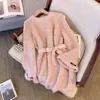 Suéter Perezoso Suave Pegajoso de Gama Alta para Mujer Otoño/Invierno Casual Holgado Cubre Vientre Tejido de Longitud Media Moda Cintura Ceñida