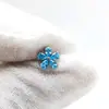 Pendientes de Aleación de Titanio Fengtai F136 Flor de Cinco Pétalos Pendientes de Circonita con Espiral Interna Perforación de Rosca 0.9 Joyería para Oreja Clavo de Hueso de Oreja