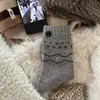 Calcetines de Lana para Mujer, Otoño e Invierno, Retro Sin Costuras Lindo Botón de Cereza Fair Isle Cálidos Gruesos Media Caña Calcetines Holgados