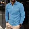 Camisa Polo de Manga Larga para Hombre con Bolsillo con Cremallera, Estilo Delgado, Transfronteriza Europea y Americana, Primavera y Otoño 2023 Amazon