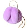 Bolso con orejas de conejo de peluche, bolso con hebilla, bolso de hombro, bolso de mensajero portátil para mujer, bolso con cadena para teléfono móvil, bolso redondo pequeño de moda que combina con todo