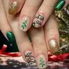 Coleção de nail art de Natal transfronteiriça: Pontas de unha pré-desenhadas, prontas para usar e adesivos para unhas postiças, 24 peças, designs de nail art de Natal removíveis