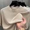 Transmissão ao Vivo com Roupas Masculinas: Camiseta Masculina de Algodão de Xinjiang com Blocos de Cor, Malha 16, 100% Algodão, Manga Curta, Estilo Fino para Verão, Gola Redonda, Manga Meia