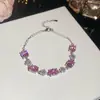 ¡Champagne Sakura! Pulsera de Zirconia Flor Rosa Dulce, Pulsera de Lujo Ligero de Nicho, Luz Suave, Iluminadora, Joyería Fresca y Elegante para Mujer