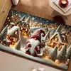 Felpudo Navideño Retro de Terciopelo de Cristal Resistente a la Suciedad para Recibidor Resistente al Desgaste Fácil de Limpiar Felpudo