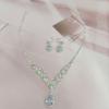 Set de Joyería de Boda para Novia Set de Tres Piezas Brillante Pedrería Zircón Lágrimas de Ángel Gota Collar Aretes Pulsera
