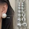 Pendientes Retro de Cuentas de Pan Oversize, Pendientes de Perla Sencillos y Personalizados de Aguja de Plata S925 Exagerados de Gama Alta