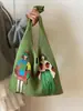 Bolsa Arcoíris Estilo Lindo y Femenino, Bolsa Tejida, Bolsa Tote de Gran Capacidad, Bolsa de Hilo de Moda para Estudiantes, Bolso de Mano y Hombro