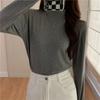 Camiseta Térmica de Cuello Alto Blanco de Terciopelo Alemán Gruesa y Cálida para Mujer en Otoño e Invierno, Forrada de Polar con Camiseta de Manga Larga Holgada