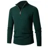 Nueva colección Otoño/Invierno 2026: Suéter de punto para hombre, estilo europeo y americano, de manga larga, con rayas verticales, cuello alto y cierre de cremallera