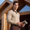 Camisa Polo de manga larga para hombre con bloques de color, estilo de lujo ligero, antibacteriana, antiestática, transpirable, agradable para la piel, adecuada para ir al trabajo, camiseta interior