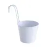 Vaso de Flores de Ferro Branco para Pendurar com Gancho Removível, Balde de Metal para Pendurar na Varanda, Vaso para Plantas Verdes Suculentas