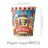 Decoración de Fiesta de Cumpleaños Infantil con Temática de Animales de Circo Vajilla Desechable Mantel Platos de Papel Vasos de Papel