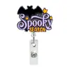 Porta-Crachá Retrátil Giratório Acrílico com Glitter Novo Halloween Transfronteiriço Design Peculiar Fivela de Fácil Puxar Cartão de Identificação Presente