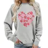 Moletom Pulôver Gola Redonda Feminino Estampa Cor de Coração de Pata de Cachorro Tamanho Europeu Moda Casual Caimento Solto Comércio Exterior Mercadorias Transfronteiriças
