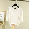 Nuevo estilo de principios de otoño, top holgado de manga tres cuartos para mujer, camiseta fina de raglán de manga media, capa base versátil de modal con cuello redondo