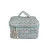 Bolsa de Maquiagem Verde Menta com Bolinhas, Grande Capacidade, Bolsa de Armazenamento de Maquiagem de Algodão Acolchoado Estilo Ins, Bolsa de Higiene Pessoal Portátil para Viagem