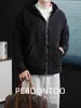 Calidez Invernal370G Chaqueta con Capucha de Lana de Cordero de Peso Pesado para Hombre, Estilo Old Money, Abrigo Engrosado a Prueba de Frío y Cálido
