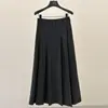 Saia Plissada Preta Fone Jianhe Feminina Estilo Longo 2026 Primavera Estilo Universitário Cintura Alta Emagrecedora Saia Evasê 59167