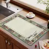 Alfombrilla Drenante de Tierra de Diatomeas de Alta Gama Estilo Americano para Encimeras de Cocina, Alfombrilla Absorbente de Agua para Platos, Mantel Resistente al Calor y a las Manchas Estilo Americano para Mesa de Comedor