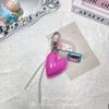 Novo Pingente de Coração Colorido Dopamina DIY Nicho Brilhante Couro Patenteado Pu Pêssego Coração Bolsa Charme Acessório de Couro
