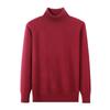 Suéter 100% Caxemira Masculino, Casual de Negócios, Gola Alta, Ajuste Slim, Tricô Base, Manga Longa, Suéter Quente