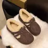 Zapatos de mujer estilo Birkenstock con forro de pelo todo incluido, nueva colección de invierno 2026, de suela plana, zapatos de algodón con forro de polar, suela gruesa retro, zapatos de pelo que aumentan la altura