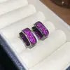 Brincos Reais Azuis Safira em Forma de U Estilo Palácio, Brincos de Luxo Leve e de Alta Qualidade, Brincos Austríacos Retrô Personalizados para Mulheres