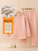 Traje de Ropa Interior Térmica para Niños de Otoño e Invierno Ropa de Casa Base Set de Dos Piezas Lana Polar de Seda de Colores Ropa de Otoño y Pantalones