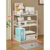 Prateleira de armazenamento de mesa, organizador de mesa multicamadas, estante de mesa de ferro para dormitório estudantil, prateleira em níveis para mesa de escritório