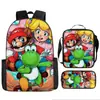Mochila Infantil de Dibujos Animados Mario Xintu Transfronteriza para Estudiantes de Primaria Gran Capacidad Casual Mochila Escolar Set de Tres Piezas