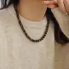 Colar de Pedra Olho de Tigre com Contas Estilo Retro Outono e Inverno Maillard Corrente para Clavícula Colar Elegante da Moda Joias para Mulheres de Alta Qualidade
