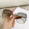 Nuevas gafas de sol sin montura con borde de diamante, tendencia de moda coreana, gafas de montura grande, gafas de película oceánica, gafas de influencer, venta al por mayor