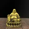 Ornamentos de Buda Maitreya Barrigudo de Cobre Estátua de Buda Latão Lótus Sentado Buda Risonho Latão Buda Maitreya Decorações de Estátua de Bronze para Sala de Estar